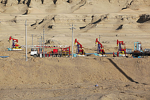 克拉玛依油田和采油机,新疆克拉玛依