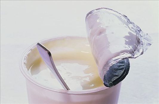 天然酸奶,容器,勺子