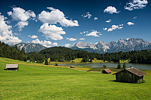 山,后面,靠近,米滕瓦尔德,陆地,上巴伐利亚,巴伐利亚,德国,欧洲