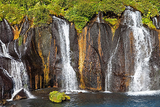 瀑布,西部,冰岛,欧洲