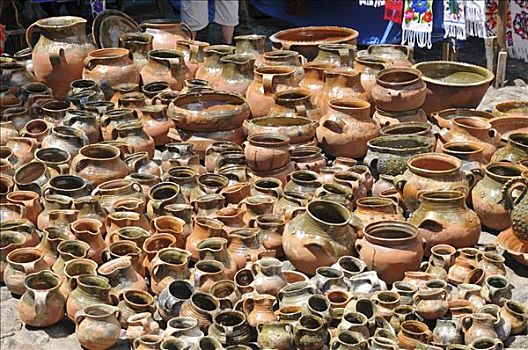 陶制容器,售出,街边市场,齐齐卡斯提南哥,危地马拉,中美洲