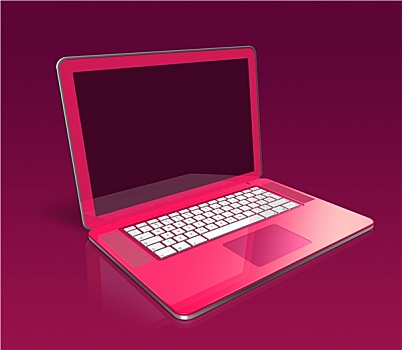 3d,粉色,笔记本电脑,隔绝,紫色背景