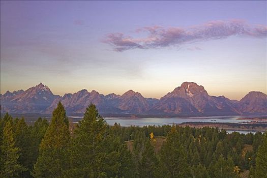 白杨,山,背景,信号,蛇河,大台顿国家公园,怀俄明,美国