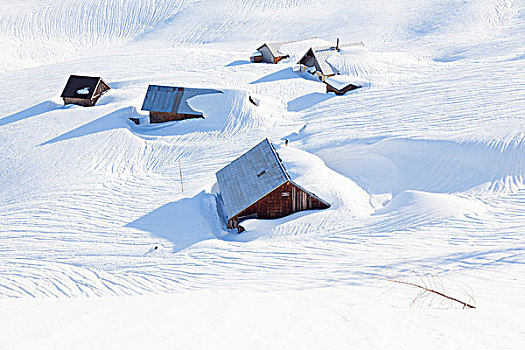 积雪,高山,小屋,奥地利