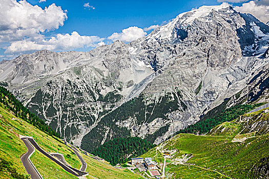 蜿蜒,山路,意大利阿尔卑斯山,自然公园