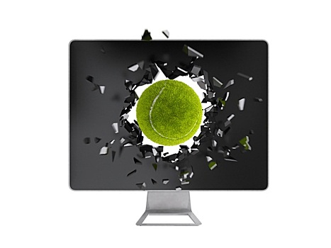网球,毁坏,电脑屏幕