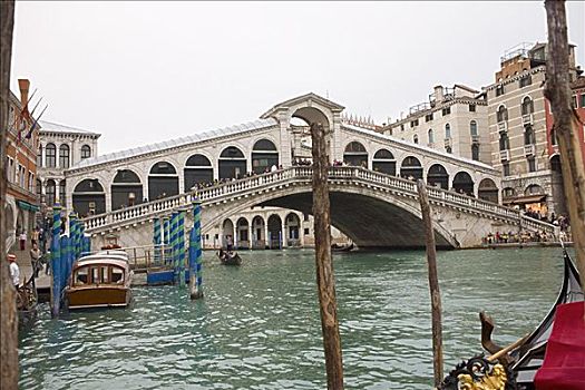 人群,桥,里亚尔托桥,大运河,威尼斯,意大利