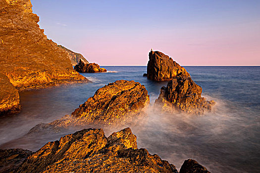 岩石,海岸线,靠近,马纳罗拉,五渔村,利古里亚,意大利