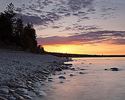 日落,头部,乔治亚湾,布鲁斯半岛,安大略省,加拿大