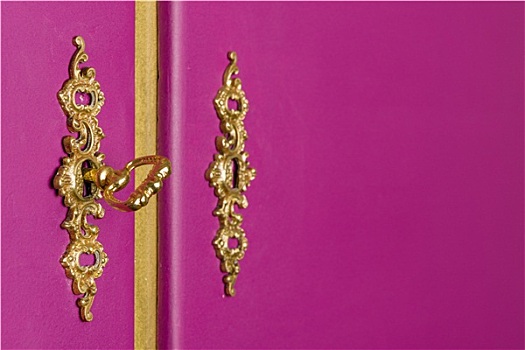 金色,黄铜,锁,钥匙,紫色,柜子