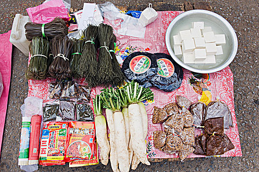 老挝,特色,餐具,早晨,市场,琅勃拉邦,印度支那,亚洲