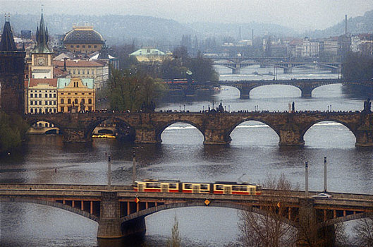 捷克共和国,布拉格,桥,风景,河,老城,大幅,尺寸