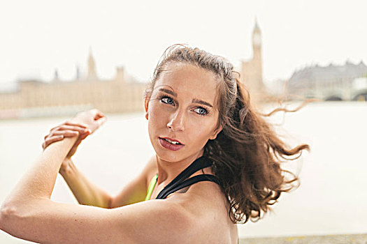 女性,跑步,热身,伦敦,英国