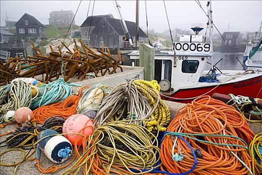 捕鱼,绳索,码头,佩姬湾,新斯科舍省,加拿大