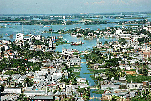 洪水,地区,南,达卡,季风,孟加拉,2007年