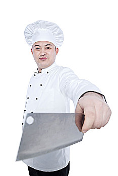 手拿刀的厨师