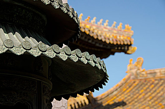 中國,北京,故宮,帝王,宮殿,明代,清朝,唐代,生活方式,區域,建筑,蓋屋頂細節