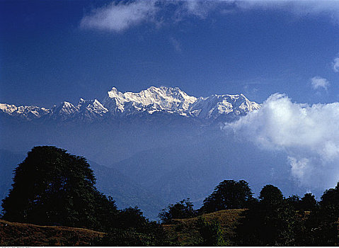 山峦,树,尼泊尔