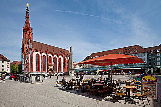 小教堂,市场,维尔茨堡,巴伐利亚,德国,欧洲