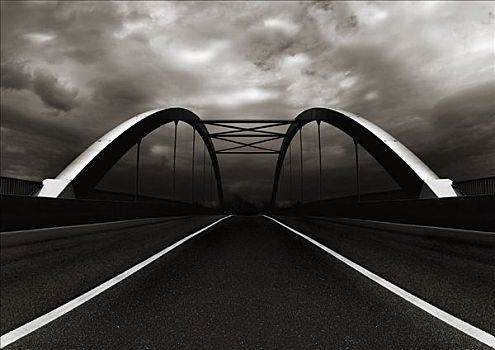 桥,正面,阴天,曼海姆,巴登符腾堡,德国