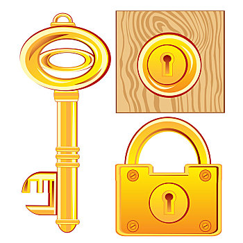 金色,钥匙,锁