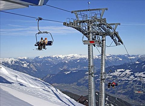 滑雪缆车,缆车,滑雪道,滑雪区,奥地利,欧洲