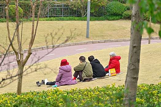 闲坐草地的老人