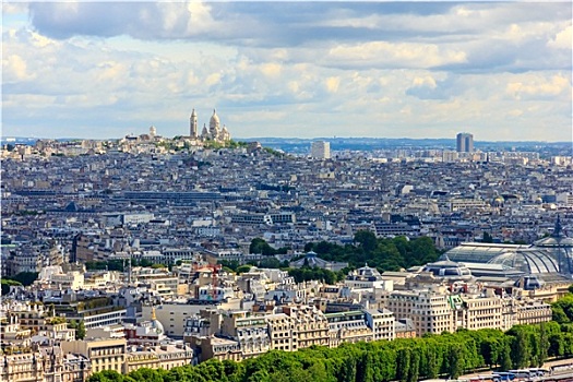 风景,巴黎,山,蒙马特尔,大教堂