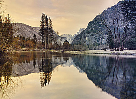 山,湖,优胜美地国家公园,加利福尼亚,美国