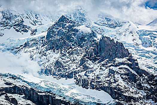 雪,山頂,少女峰,伯恩高地,瑞士