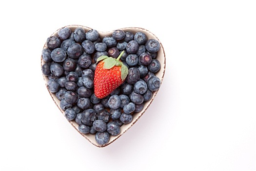 蓝莓,一个,草莓,心形,碗