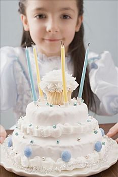 小女孩,衣服,公主,生日蛋糕