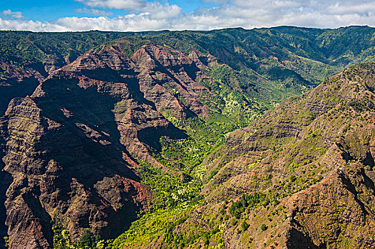 俯视,威美亚峡谷,考艾岛,夏威夷