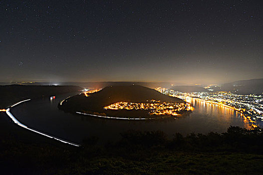 环,莱茵河,夜晚,星空,莱茵兰普法尔茨州,德国