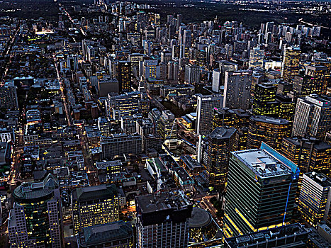 城市,多伦多,市区,航拍,日落,安大略省,加拿大,2009年
