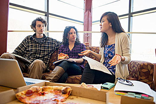 学生,普通,房间,吃,比萨饼