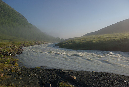 山,河,水流,峡谷,石头,岩石,陆地,靠近,漂亮,山景