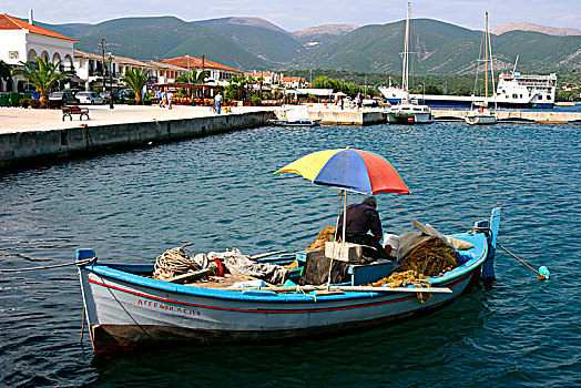 小,渔船,港口,拉普兰人,凯法利尼亚岛,希腊