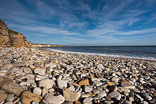 石头,海滩,岸边,南,泰恩-威尔,英格兰
