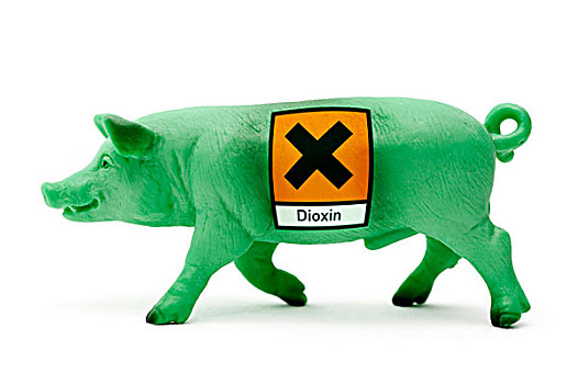 绿色,微型,猪,警告,不干胶,象征,图像,污染,猪肉