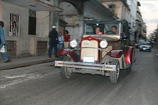 老爷车,驾驶,街道,哈瓦那,古巴,加勒比海,美洲