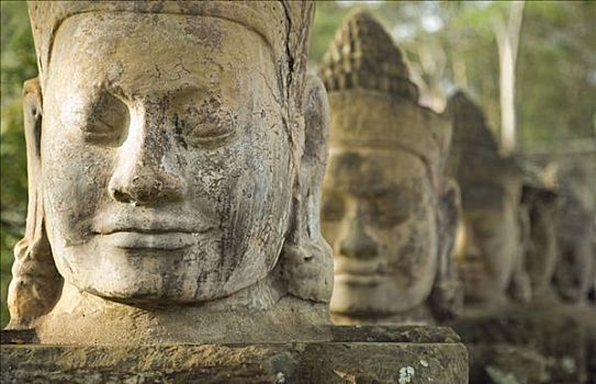 石头,脸,吴哥窟,柬埔寨