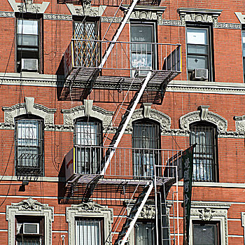 防火梯,户外,建筑,曼哈顿,纽约,美国