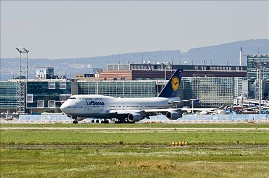 汉莎航空公司,波音747,法兰克福,机场,黑森州,德国