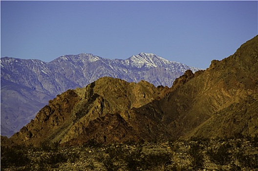 荒芜,山,雪,背景