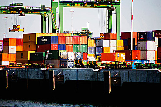 货物集装箱,商业码头,奥克兰,加利福尼亚,美国