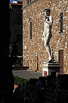 米开朗基罗的大卫像,复制品,从1873年来一直守候在佛罗伦萨西尼奥列广场维琪奥宫,palazzovecchio,的门口