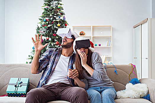 幸福之家,虚拟现实,眼镜,圣诞节