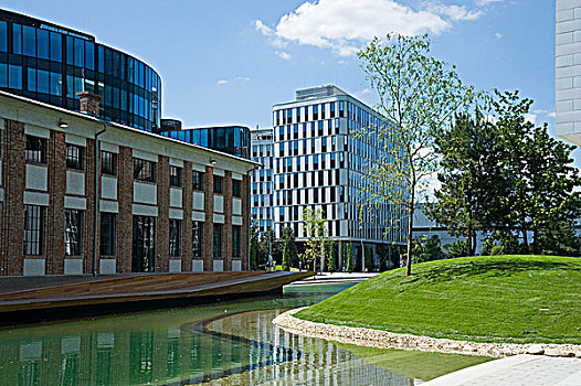 现代办公室,建筑,两个,利奥波德城,维也纳,奥地利