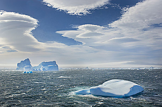 空中,冰山,漂浮,南极海峡,南极